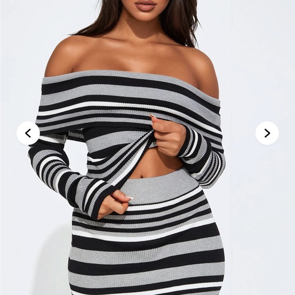 Striped Off-Shoulder Dress - Picture 2 of 2